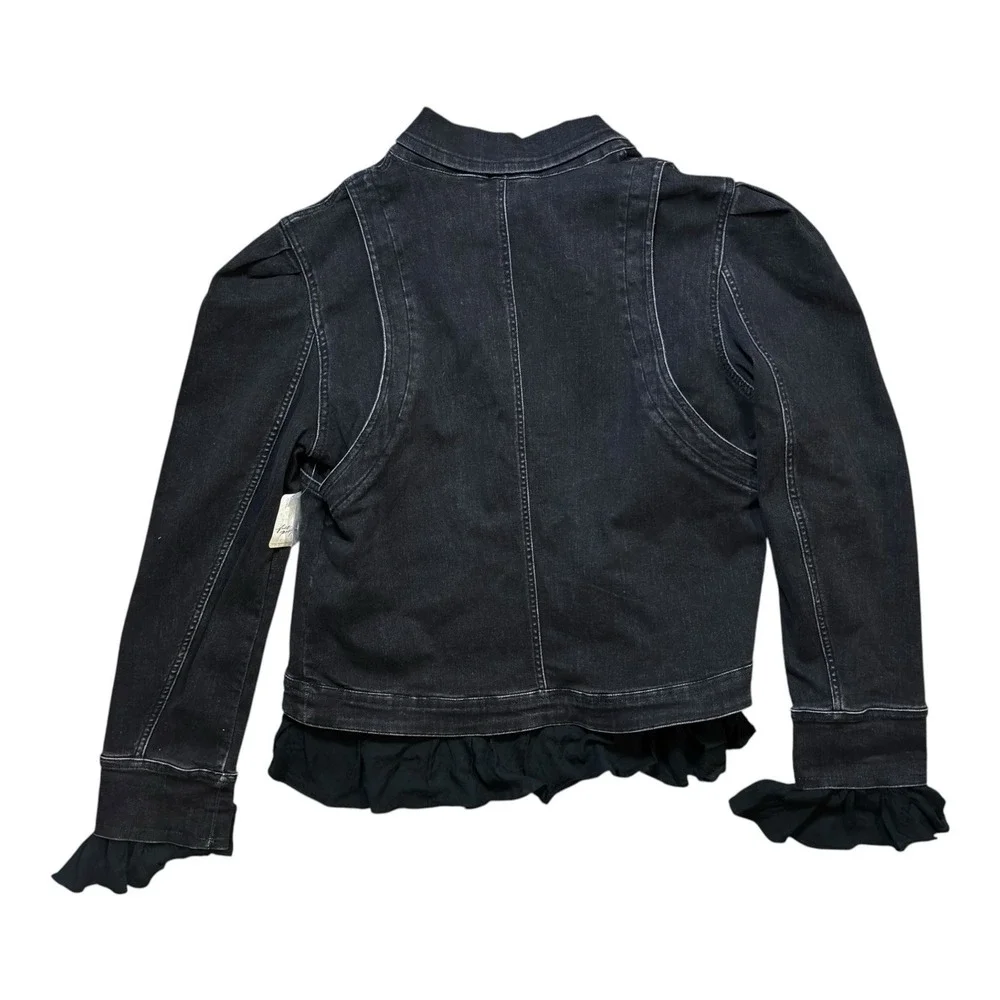 Free People Suki Denim Flare Opera Button Up Fashion Jacket Women’s M Black